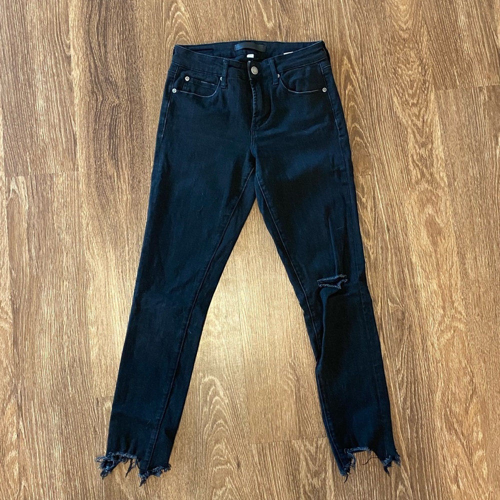Leith Rough Cropped Black Jeans